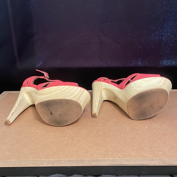 Qupid coral platform wood platform heels - Picture 3 of 6